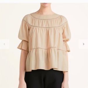 Merlette Sol Tiered Lace Inset Blouson top